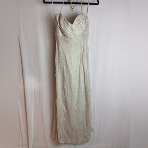 Amsale 100% silk floor length dress with thin halter ties size 10